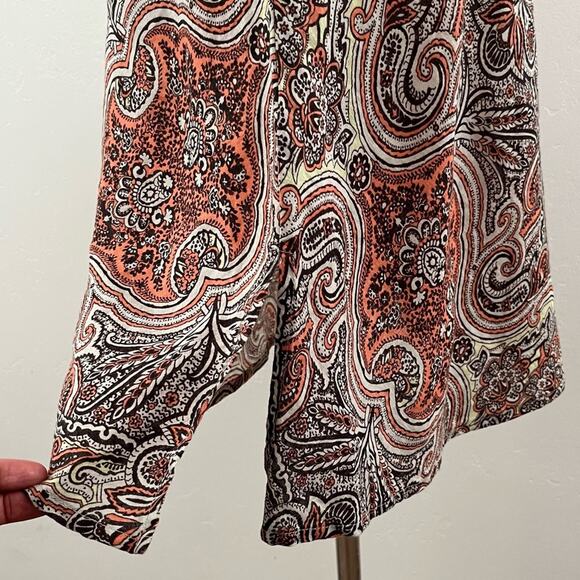 Flax Sleeveless Dress Button Up Top 2 Piece Set Linen Quiet Luxury Paisley Small - Picture 9 of 13